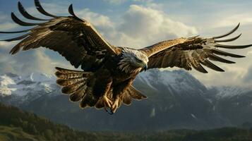 spread wings majestic bird of prey soars photo