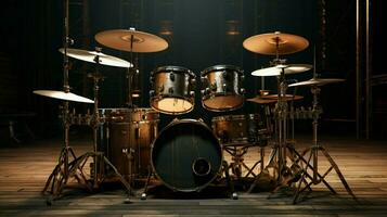 stage set drums kit and cymbal photo