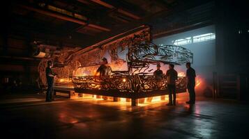 steel machinery illuminates workshop indoors with creative photo