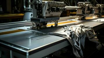 steel machinery sews garment with precision accuracy photo