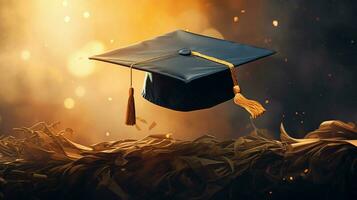 success and celebration with diploma and tassel photo