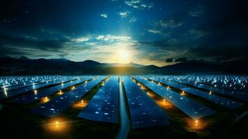 sun energy captured in solar panel farm photo