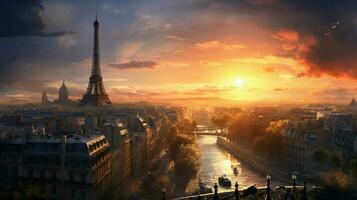 sun sets on paris a city of history photo