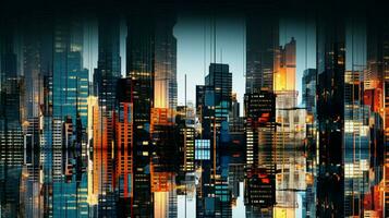 alto moderno edificio refleja resumen paisaje urbano modelo foto