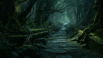 the mystery of the vanishing forest path ahead photo