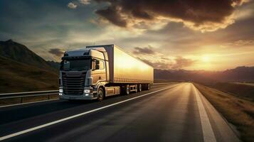 transporte camión entregando carga envase en múltiple foto