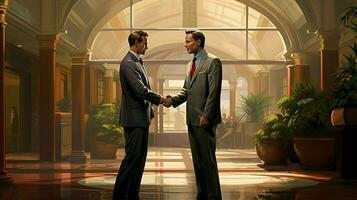 two businessmen shaking hands in a hospital photo