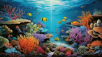 underwater adventure blue sea life reef and fish photo