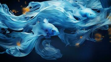 underwater animal in blue liquid abstract chaos photo