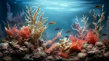 underwater nature fish coral seaweed and starfish photo