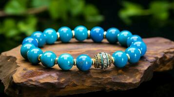vibrant bead bracelet elegant blue gemstone circle photo
