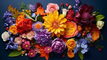 vibrant bouquet of multi colored flowers showcasing nature photo