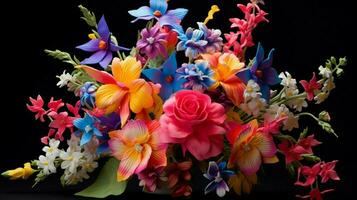 vibrante ramo de flores de multi de colores flores exhibiendo naturaleza foto