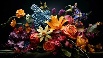 vibrant bouquet of multi colored flowers showcasing nature photo