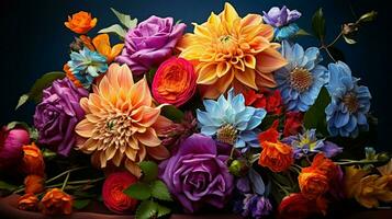 vibrant bouquet of multi colored flowers showcasing nature photo