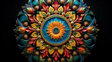 vibrant circular mandala depicts indian cultural elegance photo