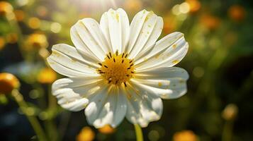 vibrante manzanilla polen decora soltero cosmos flor foto