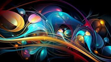 vibrant colored abstract computer graphic with curved photo