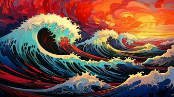 vibrant colors and wave pattern create elegance photo