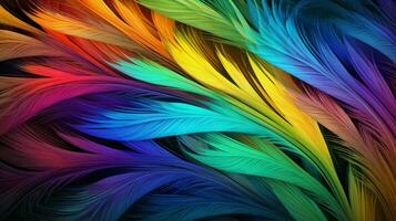 vibrant feather in abstract fractal pattern design photo