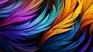 vibrant feather in abstract fractal pattern design photo
