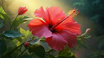 vibrant hibiscus blossom in meadow showcasing nature photo