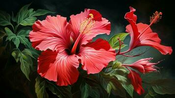 vibrant hibiscus blossom in meadow showcasing nature photo