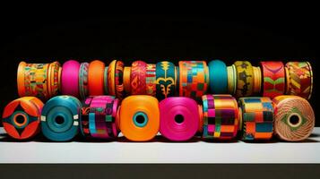 vibrant textile spools showcase rich cultural variation photo