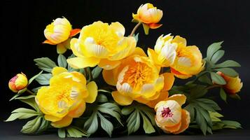 vibrant yellow peony bouquet symbolizes spring freshness photo