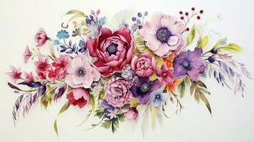 acuarela pintado floral ramo de flores muy lleno con creatividad foto