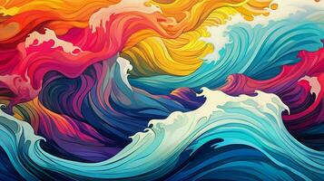 wave pattern in vibrant colors on backdrop photo
