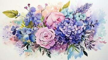 watercolor painted floral bouquet bursting with creativity photo