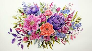 watercolor painted floral bouquet bursting with creativity photo