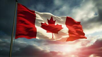waving canadian flag symbolizes patriotism and pride photo