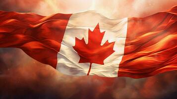 waving canadian flag symbolizes pride and patriotism photo