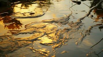 wet reflection on dirty water environmental damage photo