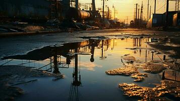 mojado reflexión en sucio agua ambiental dañar foto