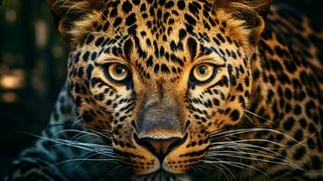 wild jaguar staring close up portrait in africa photo