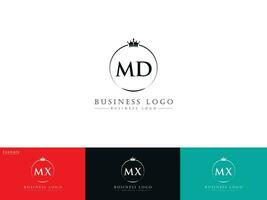 Minimal Circle Md Logo Letter Icon, Creative MD Crown Logo Design For Business vector
