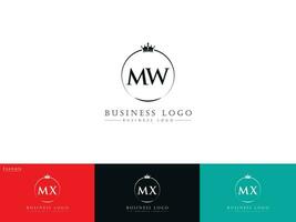 Minimal Circle Mw Logo Letter Icon, Creative MW Crown Logo Design For Business vector