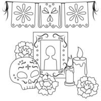 Day of The Dead vector black and white coloring page