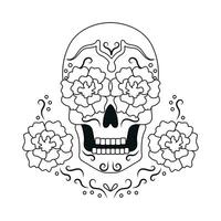 Day of The Dead vector black and white coloring page