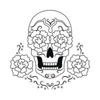 Day of The Dead vector black and white coloring page