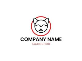 Cat head logo design vector template