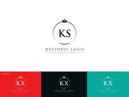 Monogram Luxury Circle Ks Crown Logo Icon, Minimalist KS Logo Letter Vector Art For Your Business
