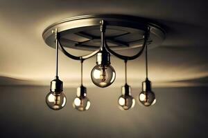 a light fixture with four bulbs hanging from it. AI-Generated photo