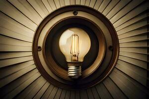 a light bulb is on a wall in a room. AI-Generated photo