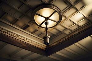 a light fixture hangs from the ceiling of a room. AI-Generated photo