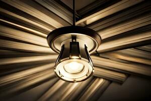 a light fixture hanging from the ceiling in a room. AI-Generated photo