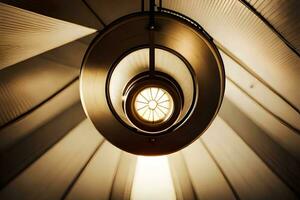 a light fixture in a room with a circular ceiling. AI-Generated photo